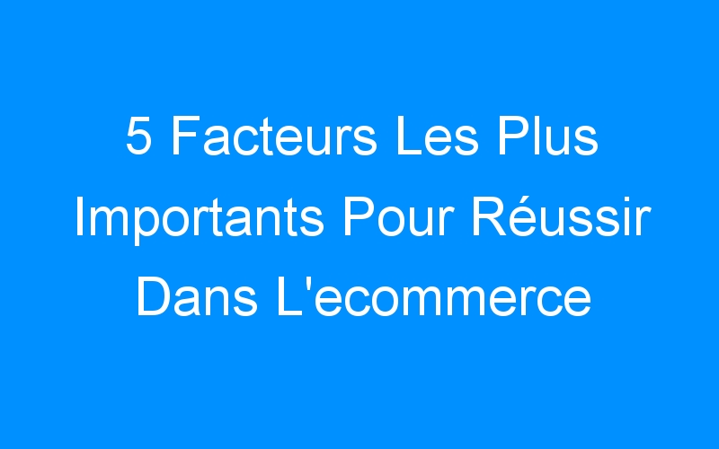 You are currently viewing 5 Facteurs Les Plus Importants Pour Réussir Dans L’ecommerce