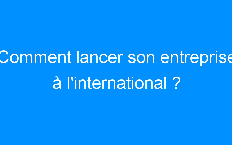 You are currently viewing Comment lancer son entreprise à l'international ?