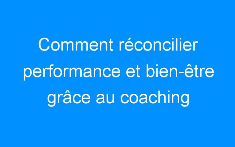 Lire la suite à propos de l’article Comment réconcilier performance et bien-être grâce au coaching professionnel
