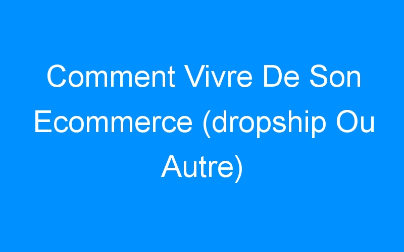 You are currently viewing Comment Vivre De Son Ecommerce (dropship Ou Autre)