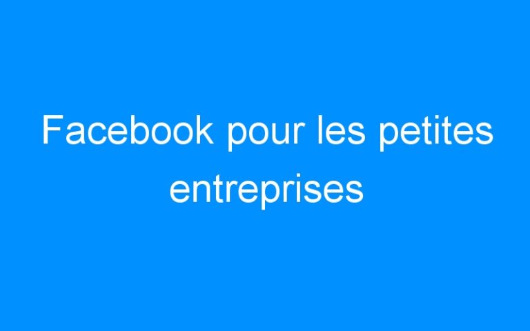 Lire la suite à propos de l’article Facebook pour les petites entreprises