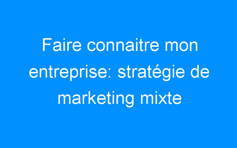You are currently viewing Faire connaitre mon entreprise: stratégie de marketing mixte