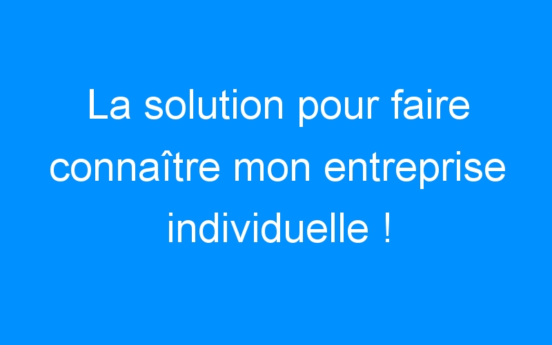 You are currently viewing La solution pour faire connaître mon entreprise individuelle !