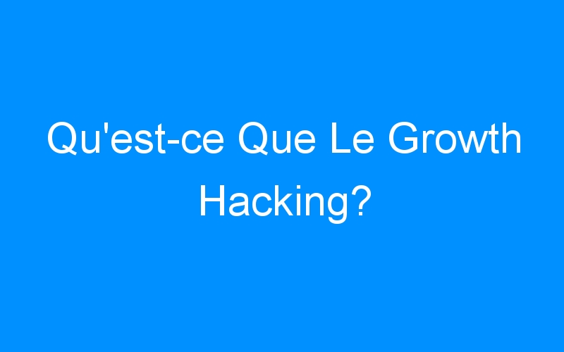 You are currently viewing Qu’est-ce Que Le Growth Hacking?