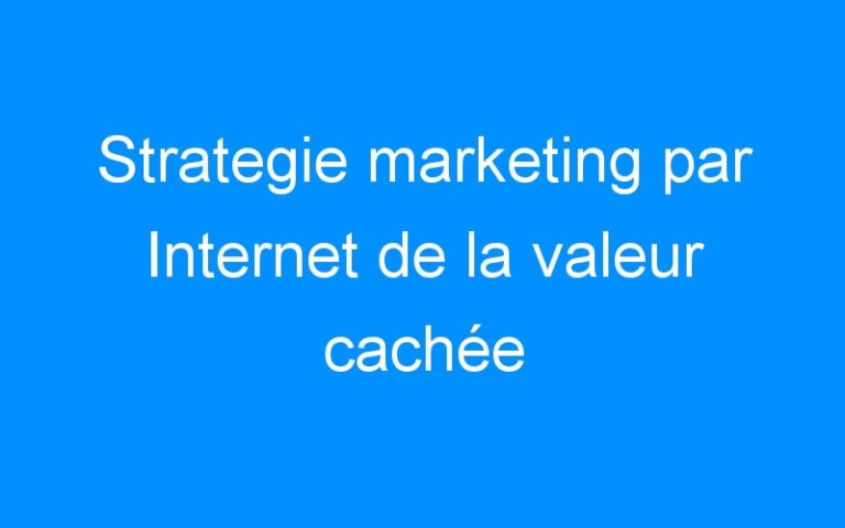 Lire la suite à propos de l’article Strategie marketing par Internet de la valeur cachée