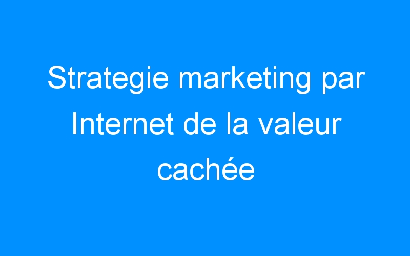 You are currently viewing Strategie marketing par Internet de la valeur cachée